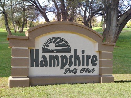 Hampshire Golf Club entrance sign outdoors