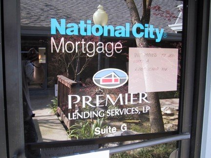 National City Mortgage office entrance sign.